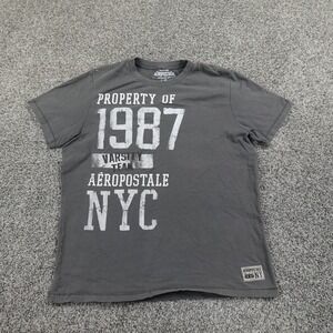 Aeropostale Shirt Mens L Gray White Aero Spell Out Logo Preppy Causal Grunge Y2K